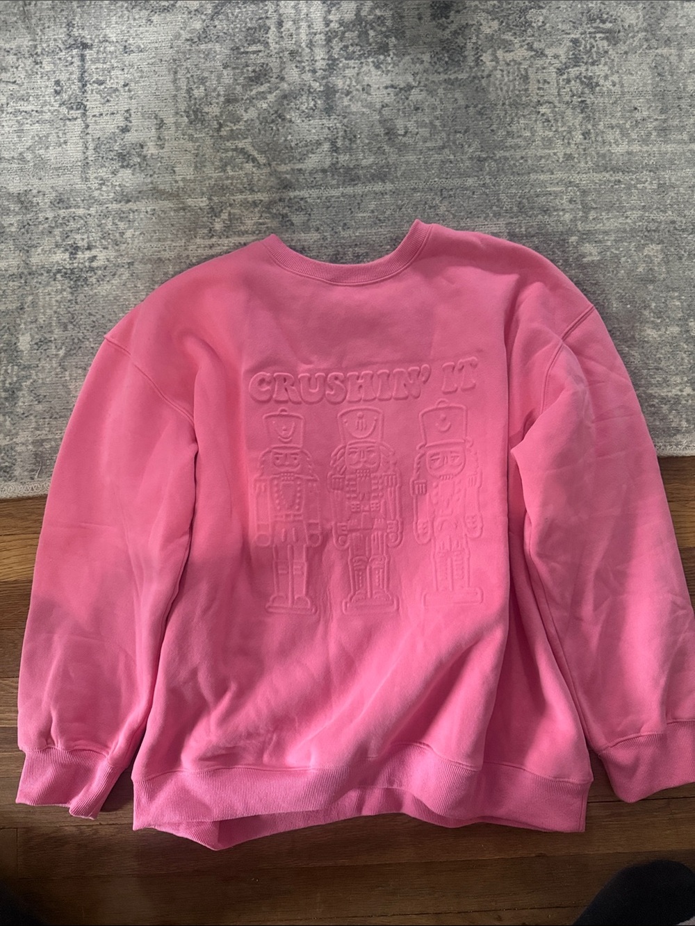 Pink Embossed Nutcracker Crewneck Sweatshirt